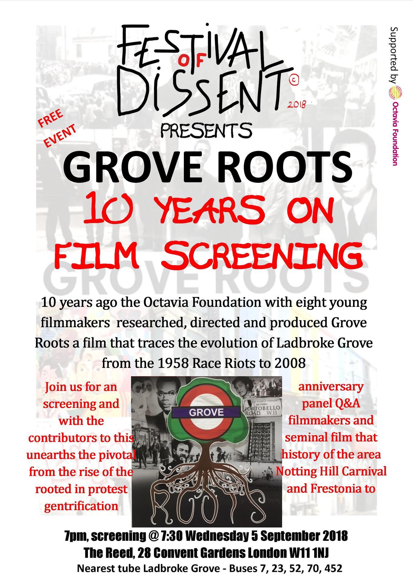 GROVE ROOTS 10 YEARS ON Screening   5 September 2018  IA